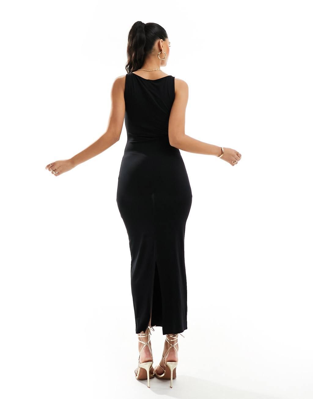 ASOS DESIGN 90s neckline minimal midi dress Product Image