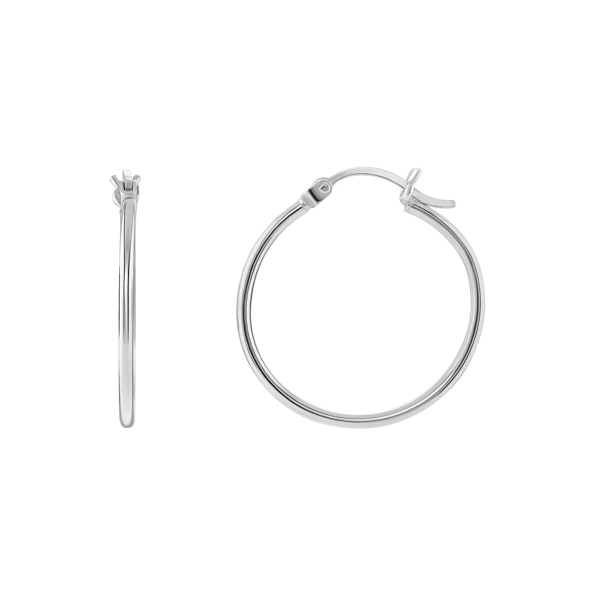 PRIMROSE Sterling Silver Polished Hoop Earrings, Womens Product Image