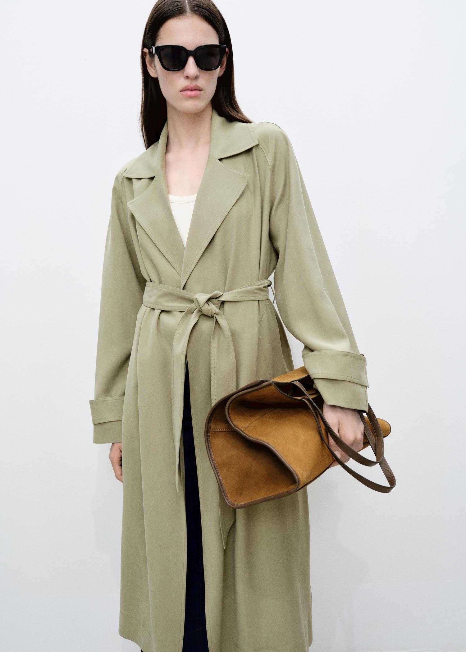 Soft trench coat with belt - Women | MANGO USA Product Image