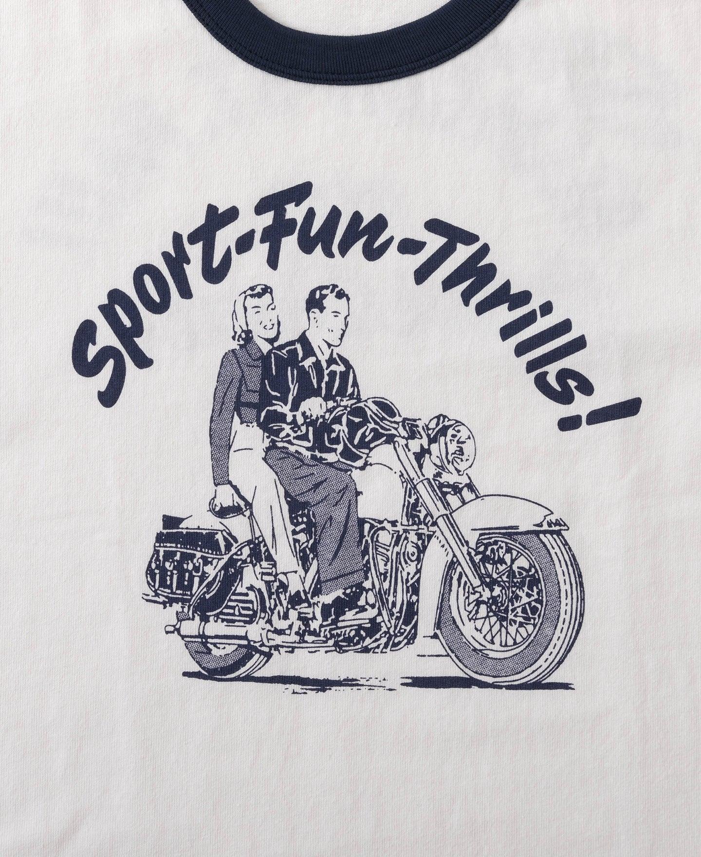 Retro Motorcycle Rider Printed T-Shirt - White Product Image