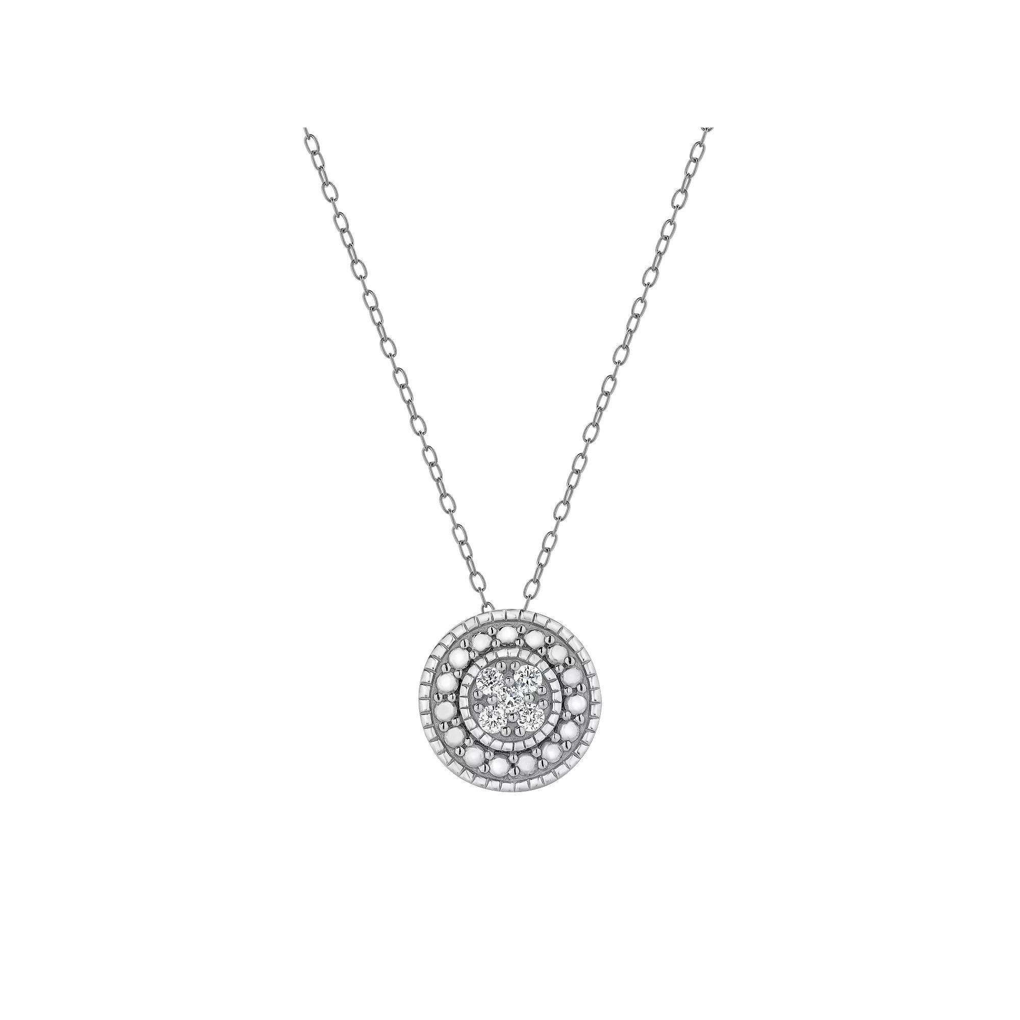 Diamond Brilliance 1/10 Carat T.W. Lab-Grown Diamond Round Pendant Necklace, Womens Silver Tone Product Image