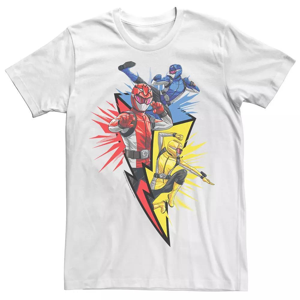 Men's Power Rangers Lightning Bolt Trio Tee, Size: Medium, White Product Image