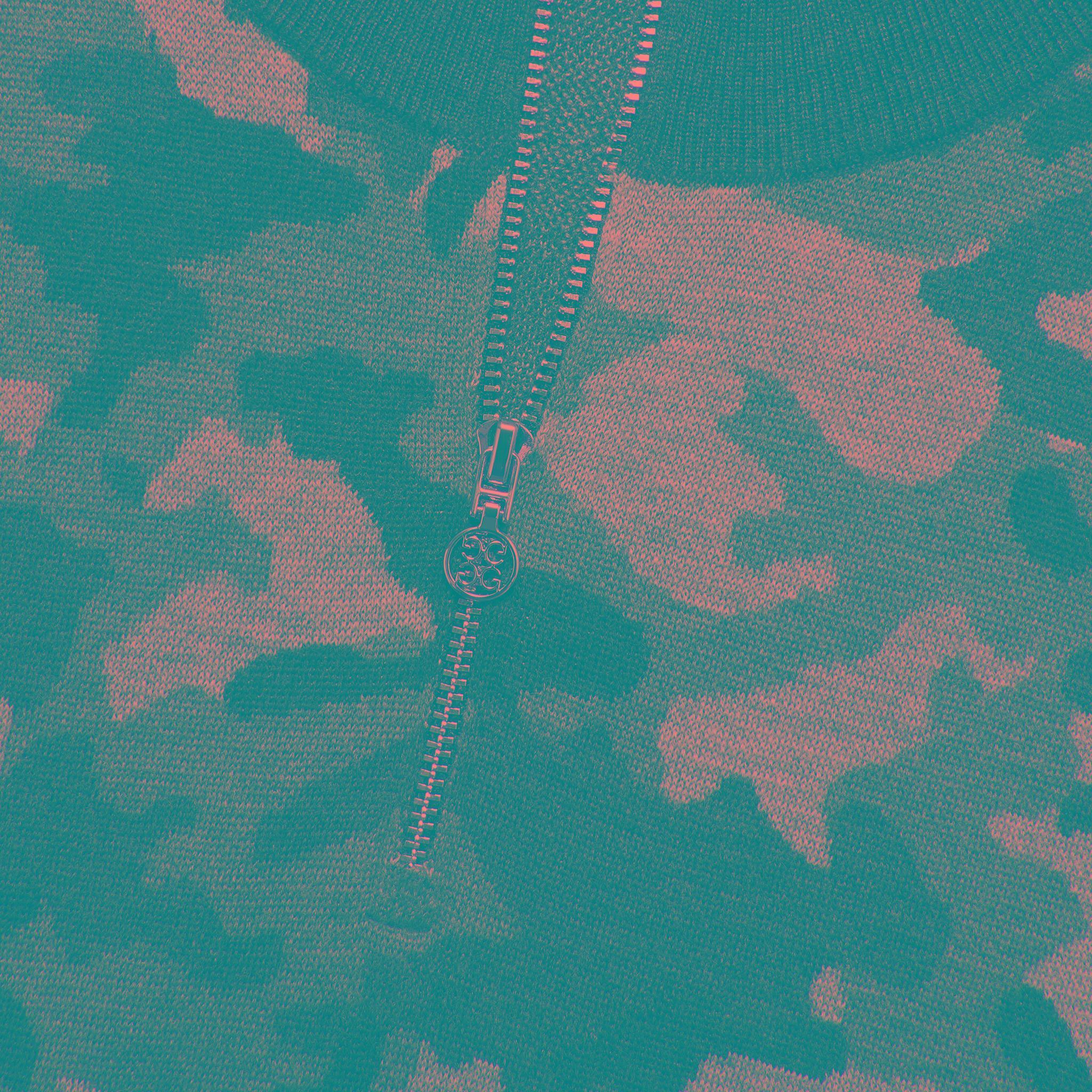 CAMO JACQUARD MERINO WOOL QUARTER ZIP SWEATER Product Image