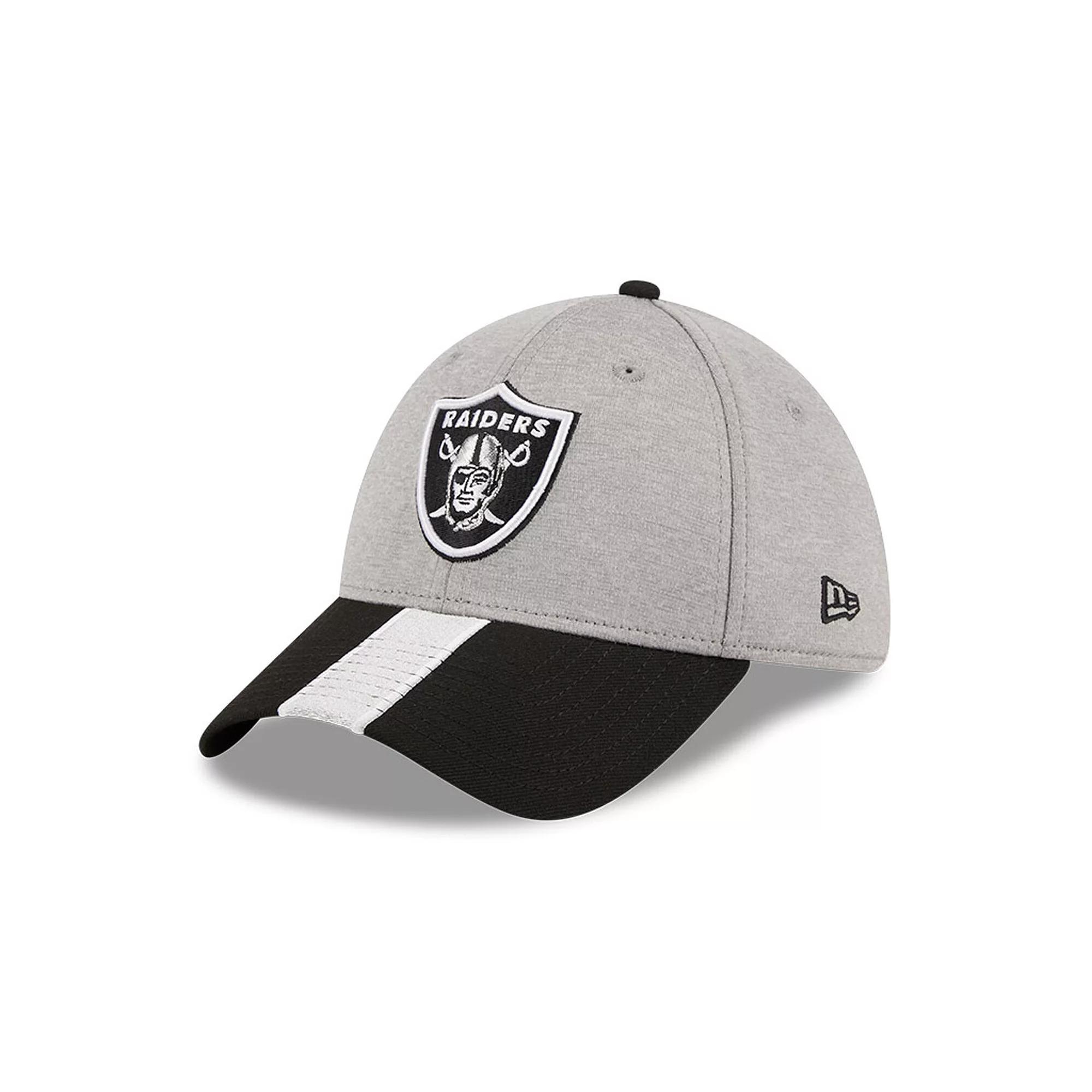 Men's New Era Heather Gray/Black Las Vegas Raiders Striped 39THIRTY Flex Hat, Size: Medium/Large, Lvr Grey Product Image