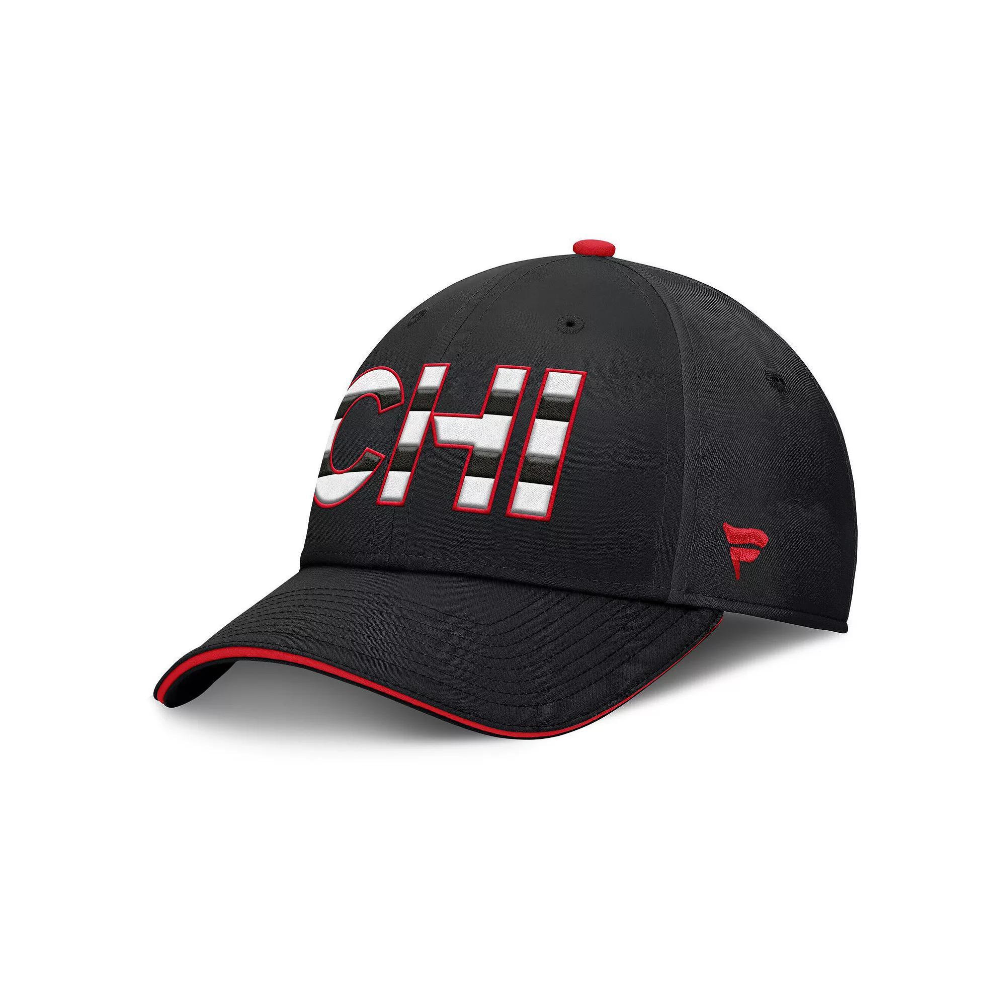 Men's Fanatics Black/Red Chicago Blackhawks Authentic Pro Rink Team Code Flex Hat, Size: Small/Medium Product Image