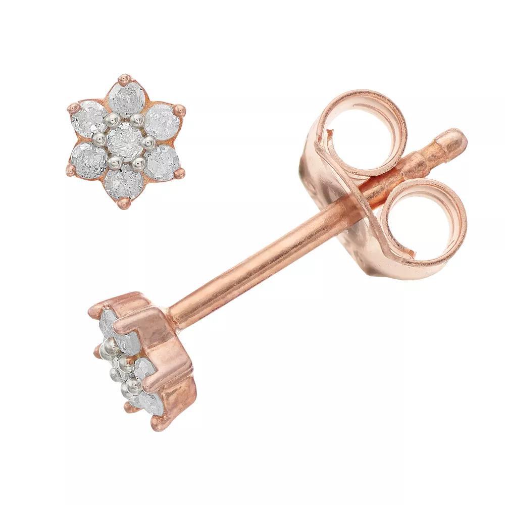 Sterling Silver 1/10 Carat T.W. Diamond Earrings, Women's, Pink Tone Product Image