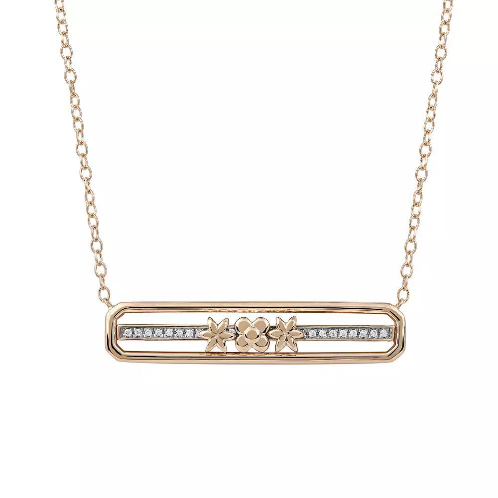 DeCouer 1/10 Carat T.W. Diamond Bar Necklace, Women's, Size: 18", Gold Tone Product Image