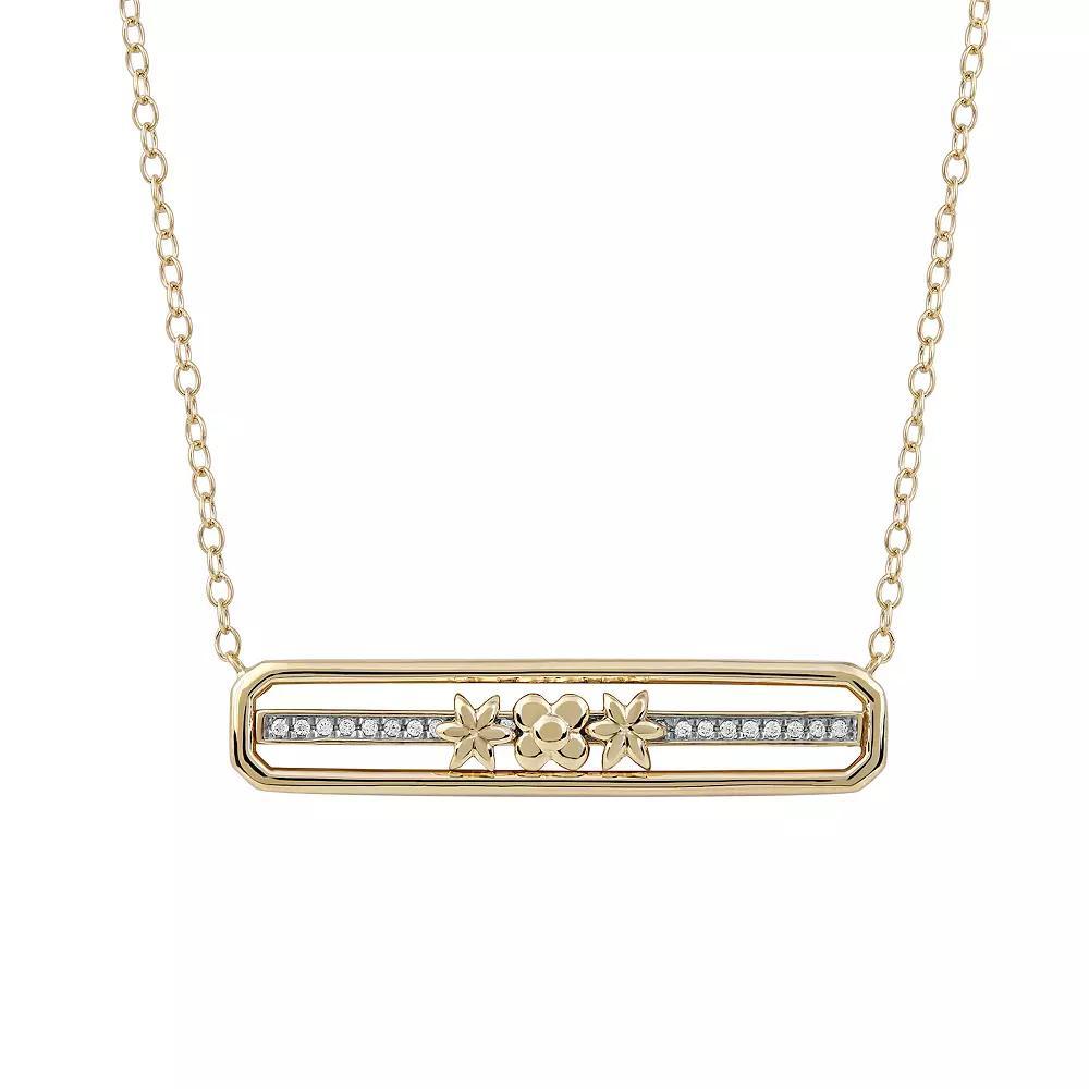 DeCouer 1/10 Carat T.W. Diamond Bar Necklace, Women's, Size: 18", Gold Tone Product Image
