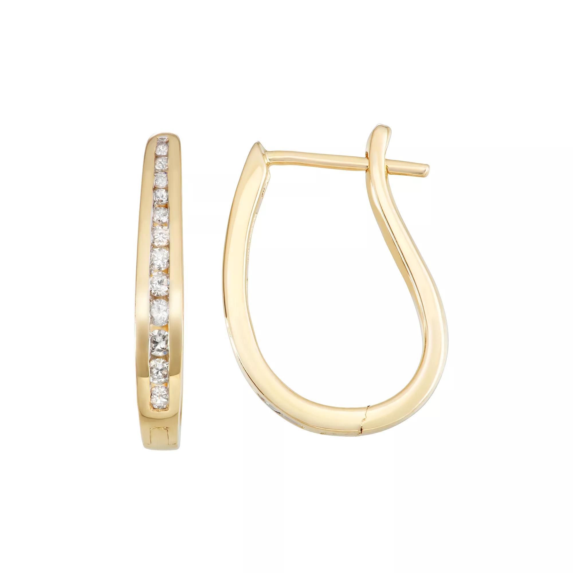 10k Gold 1/4 Carat T.W. Diamond Hoop Earrings, Women's Product Image