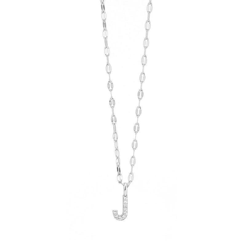 Judy Crowell Sterling Silver Cubic Zirconia Pave Mirror Chain Initial Necklace, Women's, Size: 18" Product Image