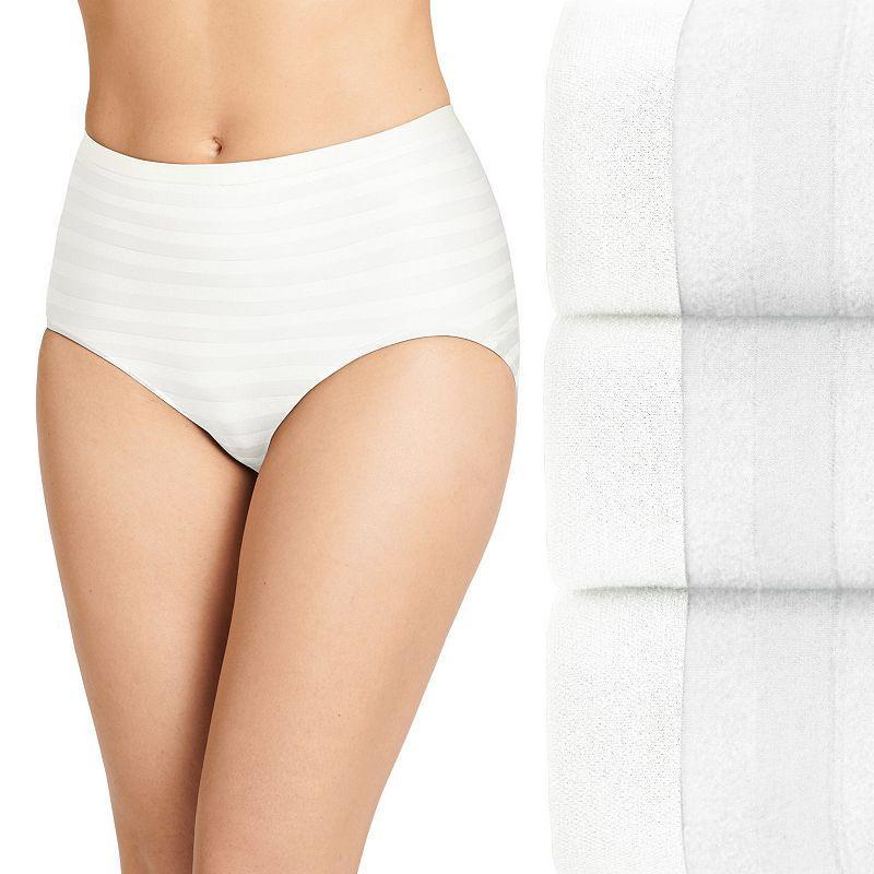 Womens Jockey Matte & Shine Seamless Full Rise Brief Panty 1218, White Pink Asst Product Image