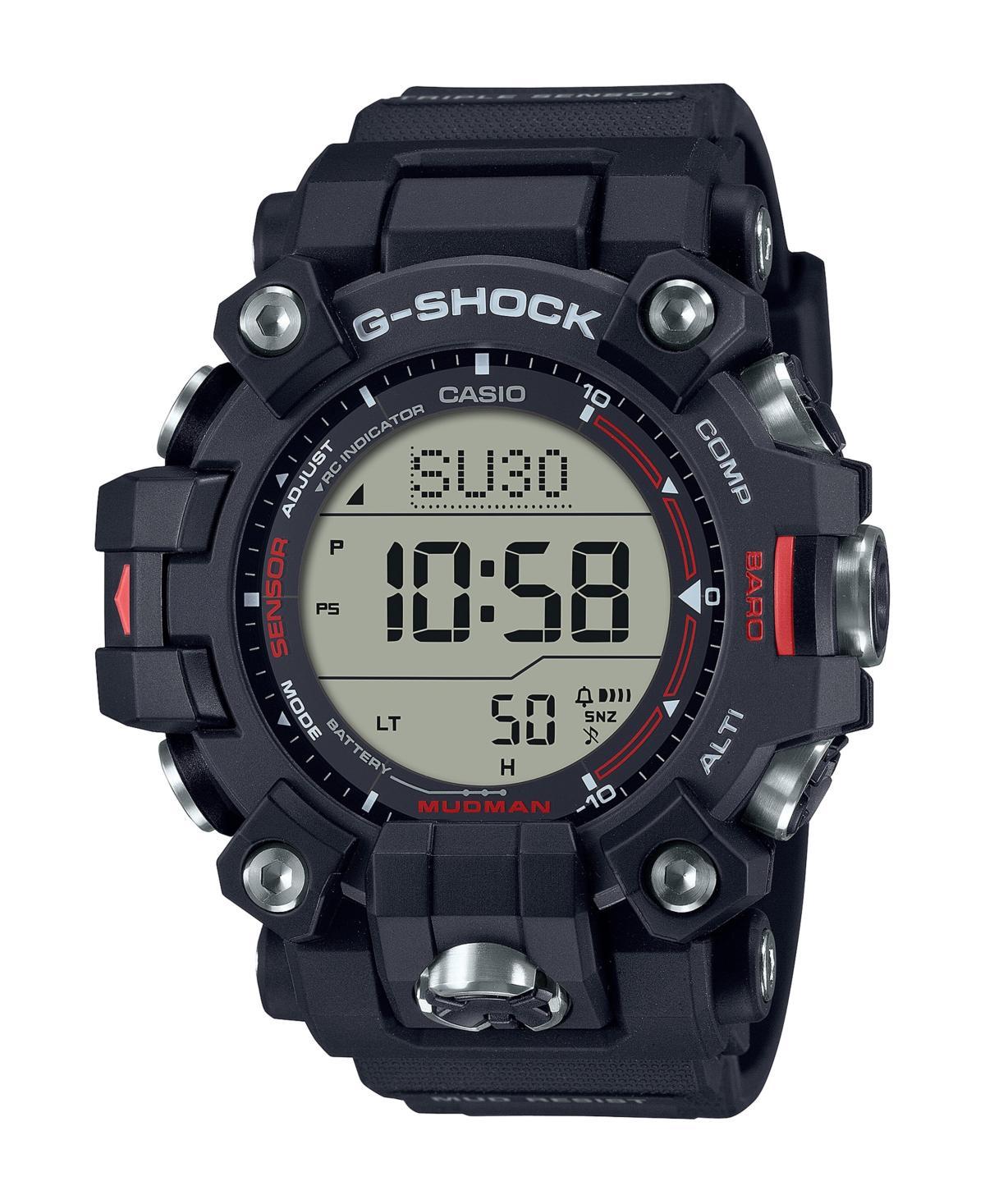 G-Shock Mens Digital Black Resin Strap and Red Detailed Watch Product Image
