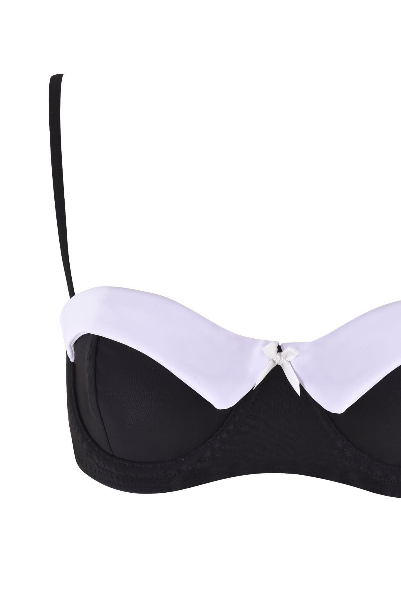 DION TUXEDO BIKINI TOP - BLACK : WHITE Product Image