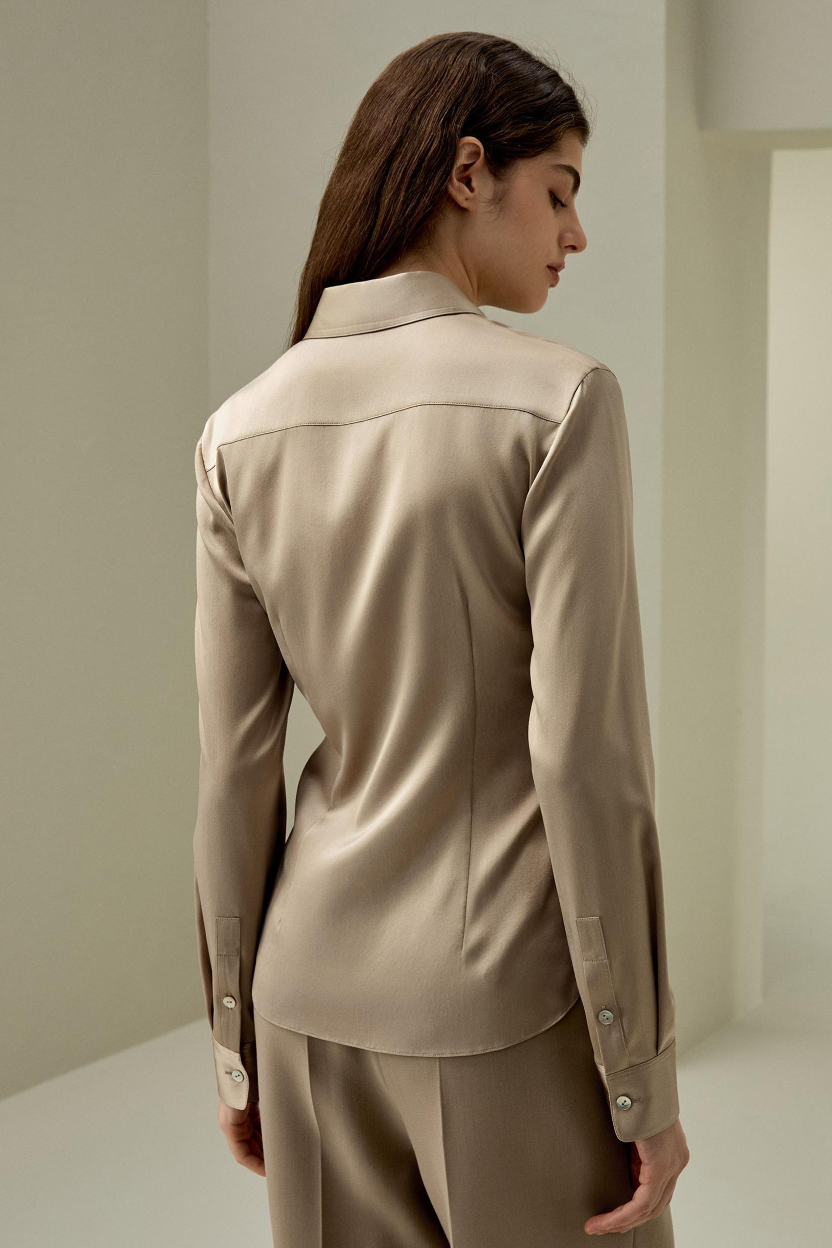 Elegant Silhouette Silk Shirt Product Image