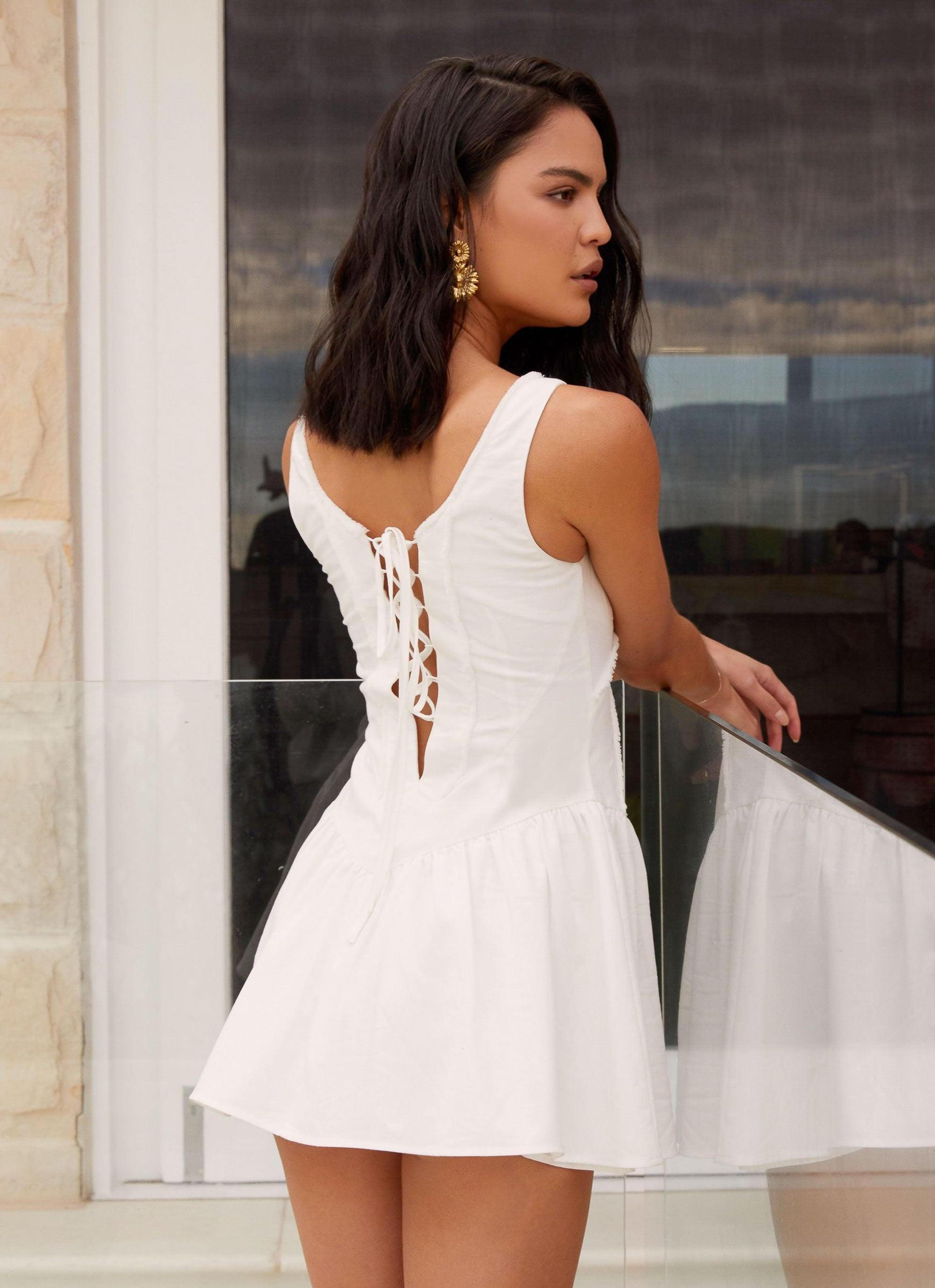 Mollie Linen Mini Dress - White Product Image