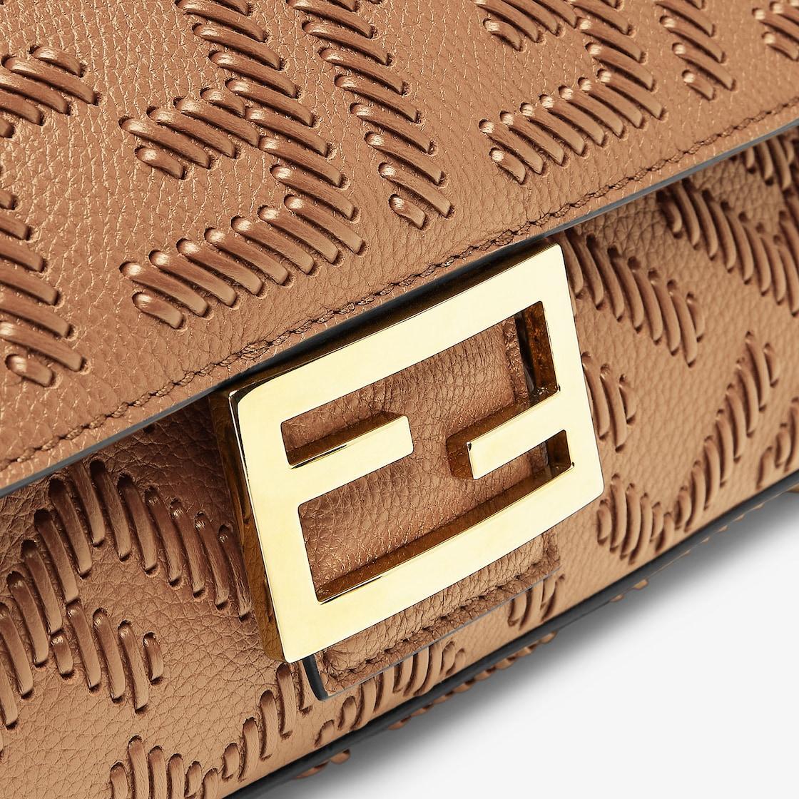 BaguetteCappuccino-colored leather bag with FF interlacing Product Image