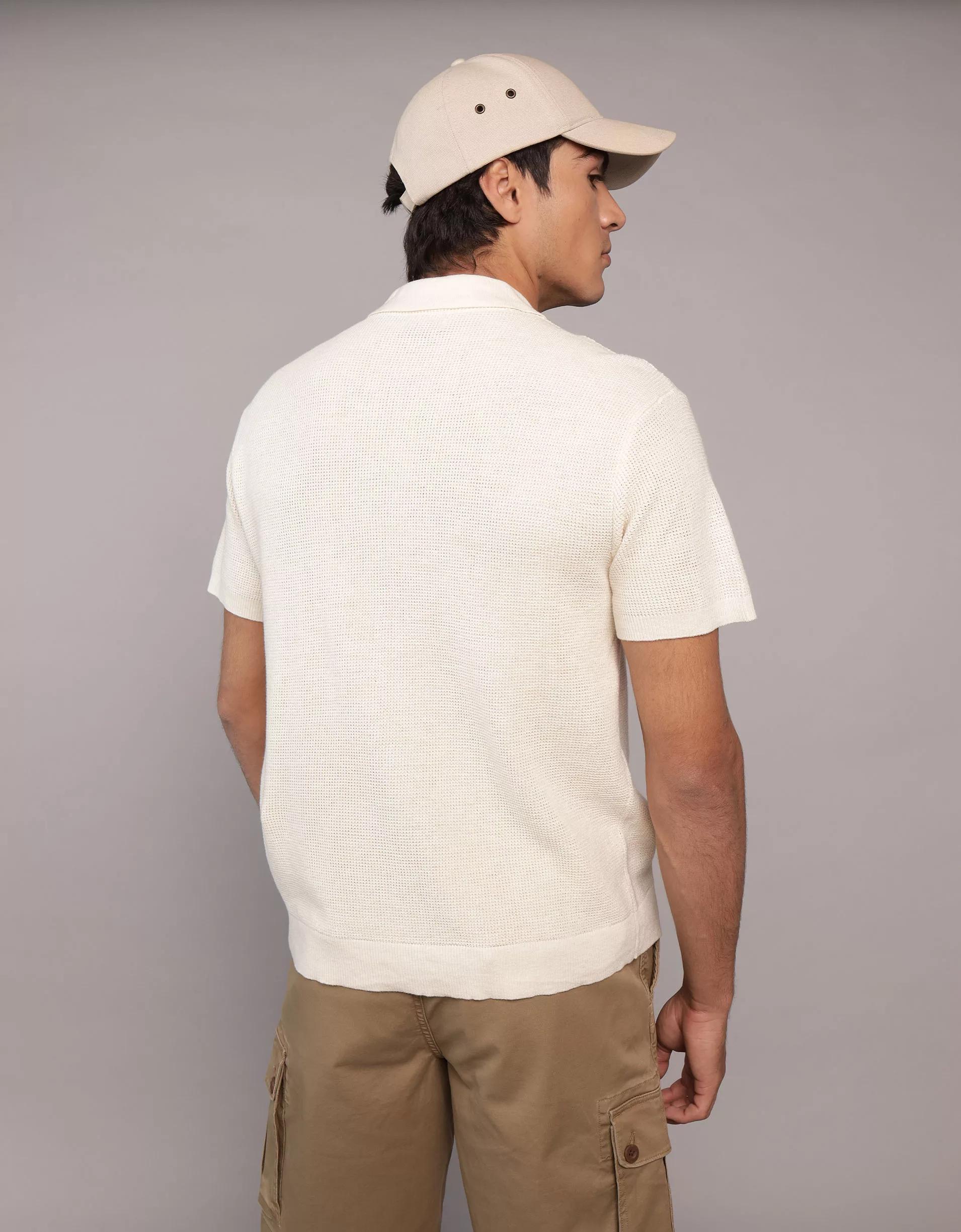 AE Waffle Button-Up Polo Shirt Product Image