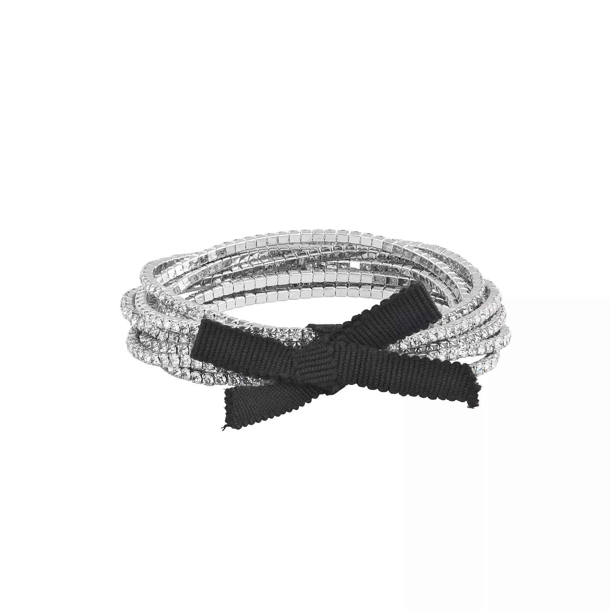 Simply Vera Vera Wang Simulated Crystal Stretch Bracelet Set of 9, Women's, Clear Product Image
