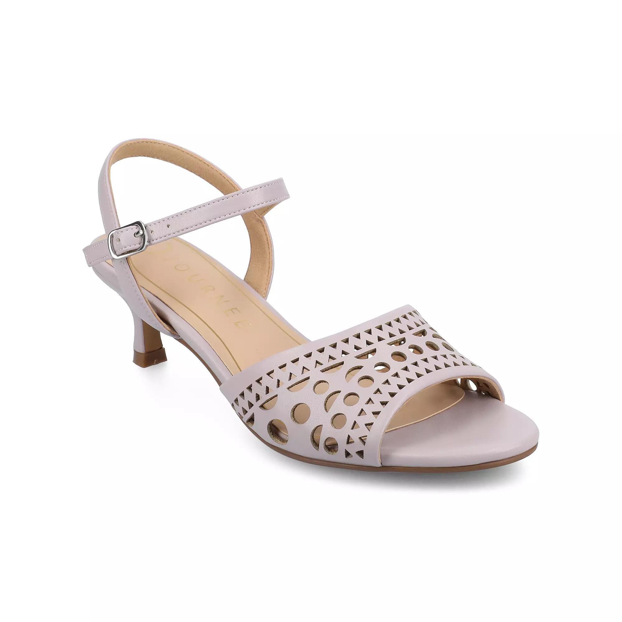 Journee Collection Jessly Women's Cut Out Design Ankle Strap Kitten Heel Sandals, Size: 7, Purple Product Image