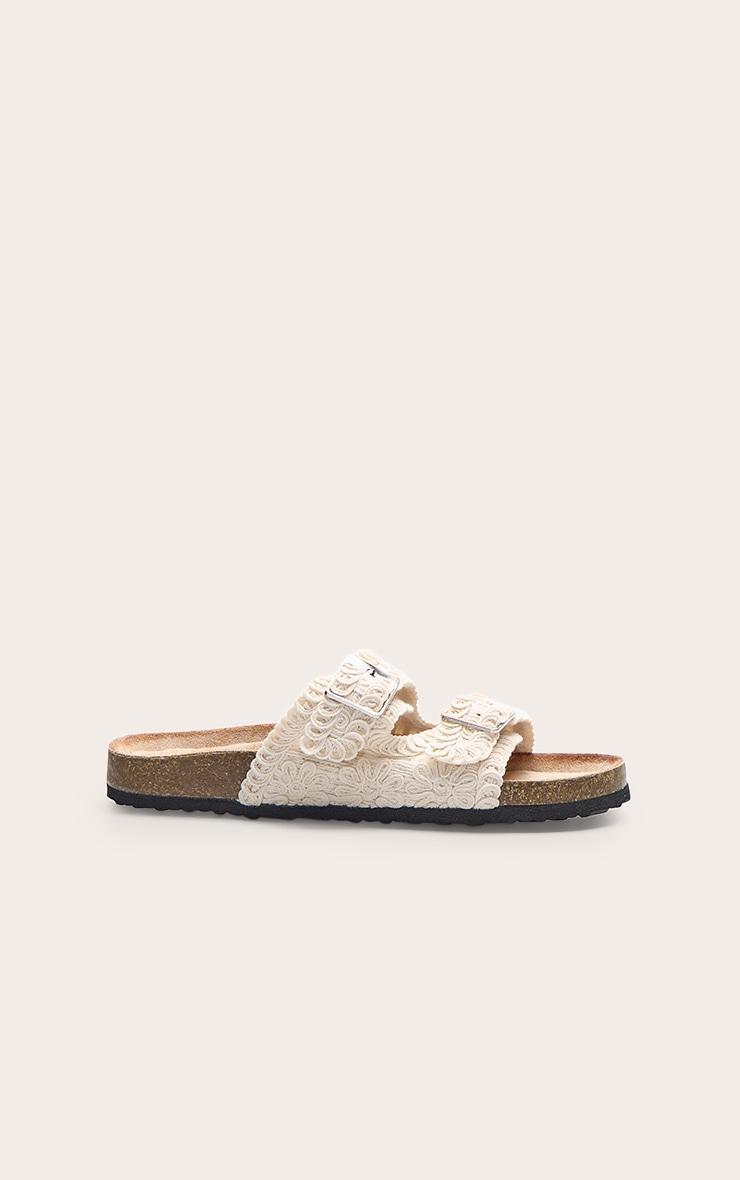 Beige Crochet Knit Footbed Sandals Product Image