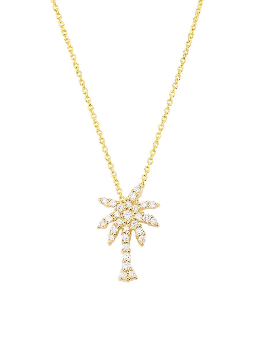 18k Gold Diamond Palm Tree Pendant Necklace Product Image