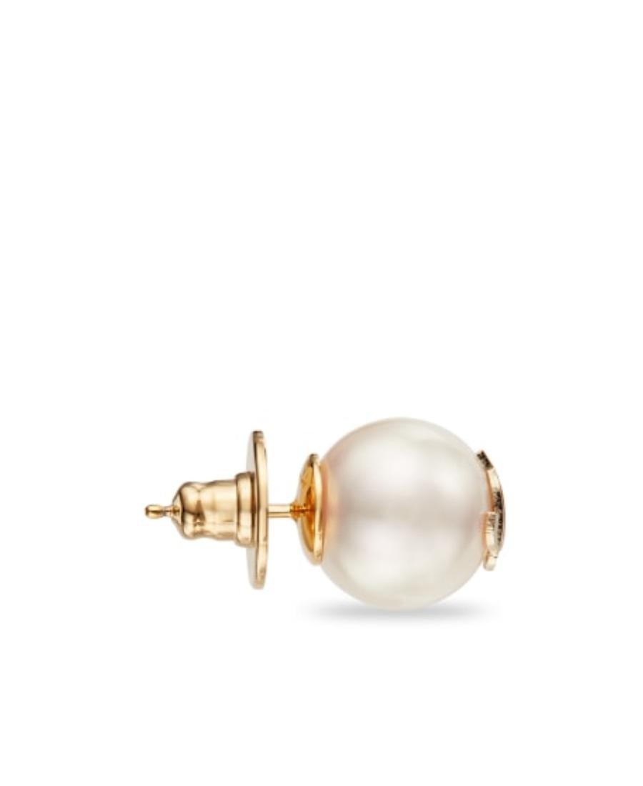 JIMMY CHOO Gold-finish Metal Jc Pearl Stud Earrings Accessories In White Product Image