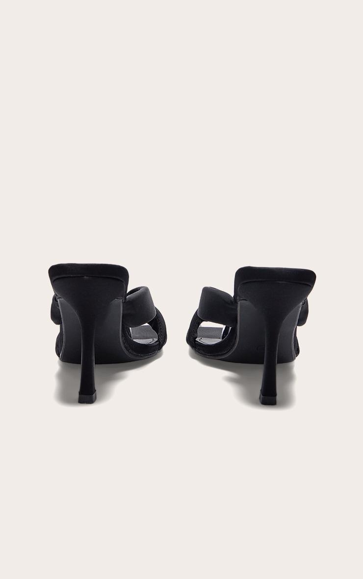 Black Square Toe Thong Padded Heeled Mules Product Image