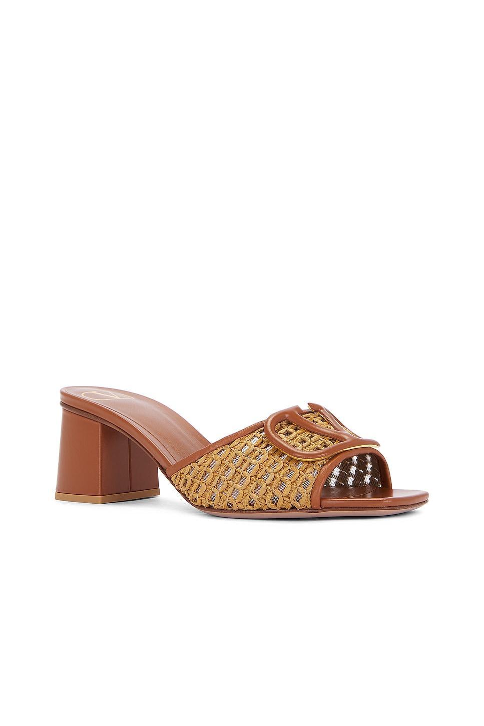 VLogo Medallion Raffia Slide Sandals Product Image
