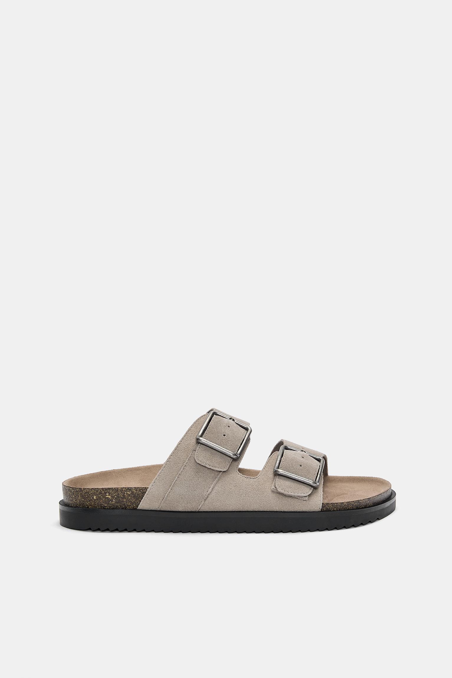 Leather sandals with buckle Product Image