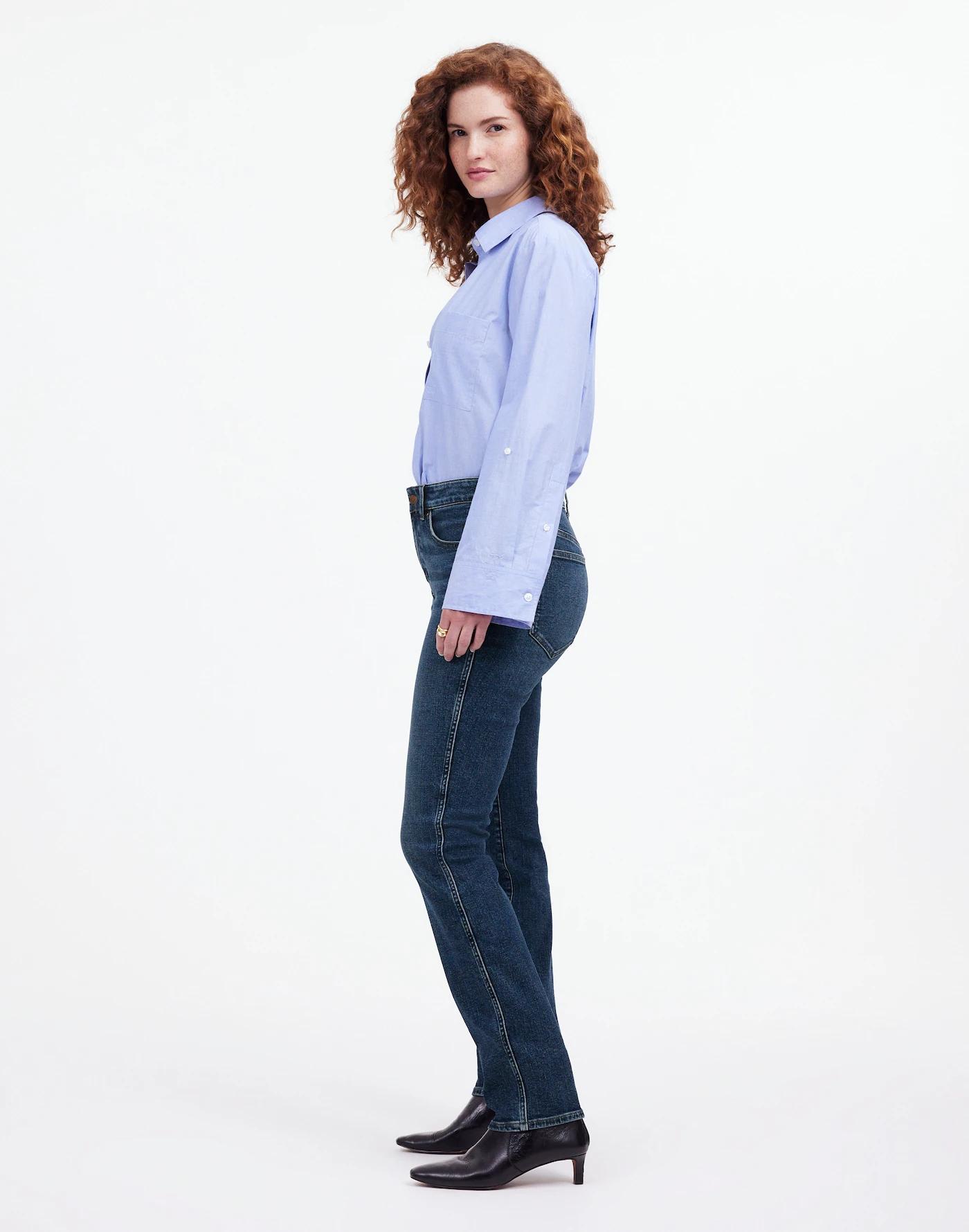 Tall Curvy Mid-Rise Stovepipe Jeans in Deming Wash Product Image