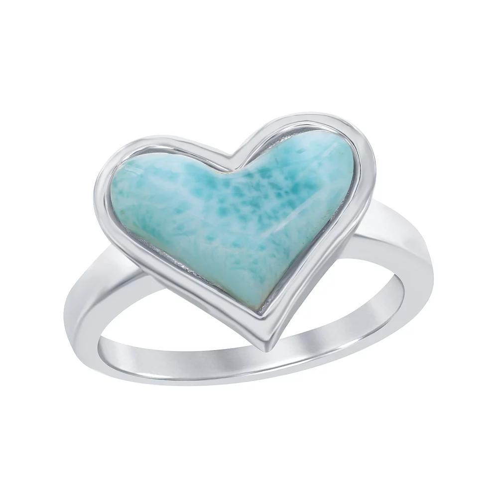 Sterling Silver Larimar Heart Ring, Women's, Size: 8, Silvertone Product Image
