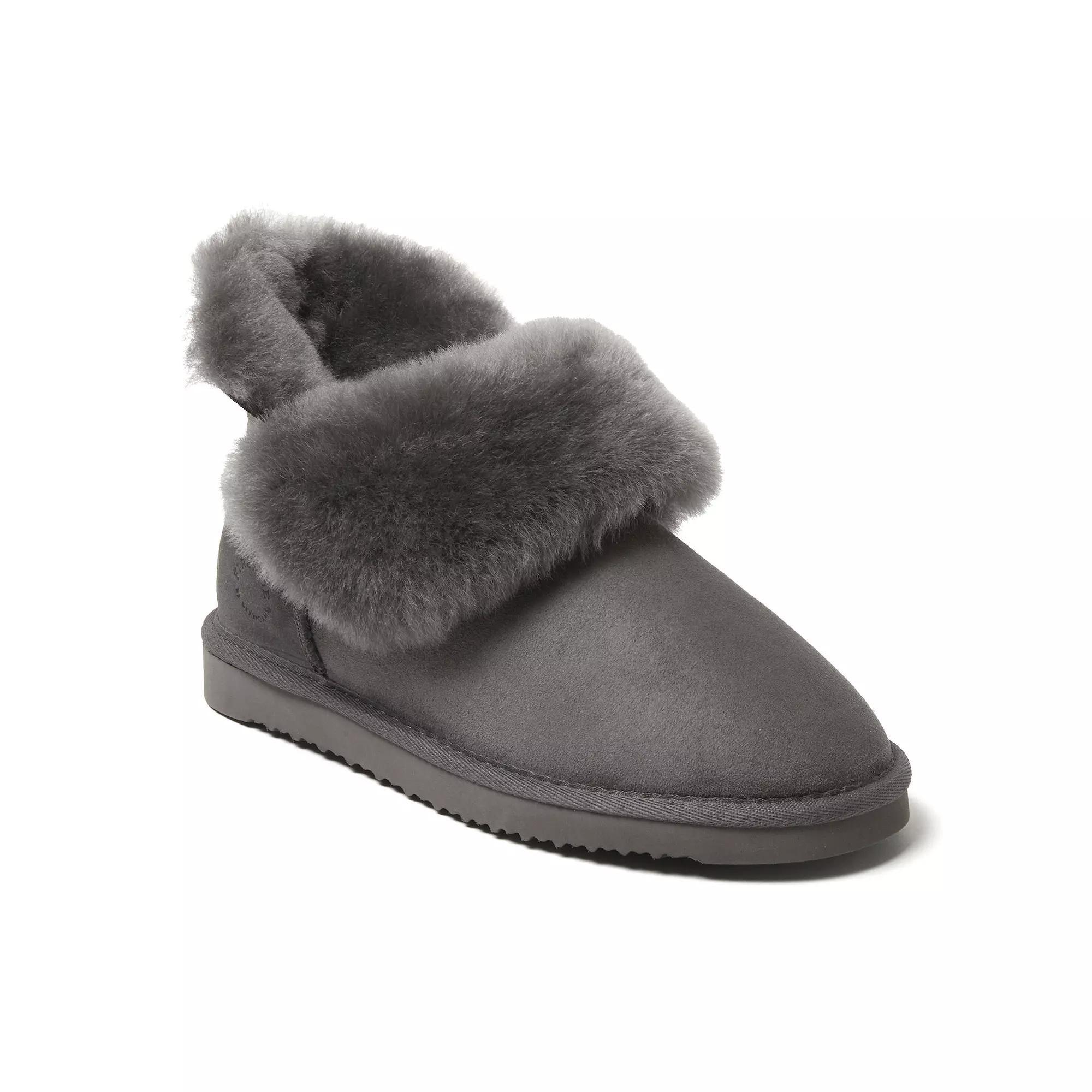 Fireside By Dearfoams Perth Wool-Lined Foldover Women's Boot Slippers, Size: 11, Gray Product Image