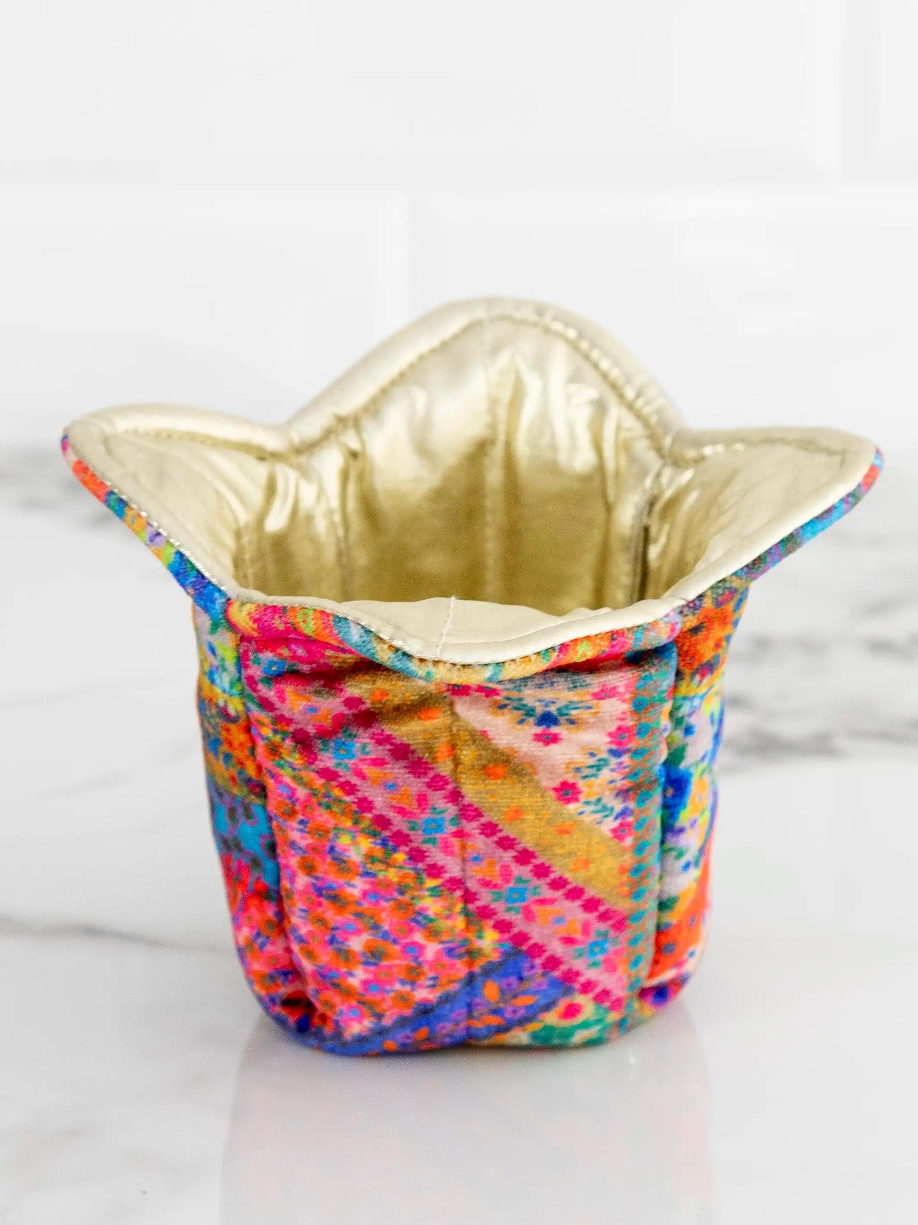 Ice Cream Cozy - Pink Folk Flower Patchwork Product Image
