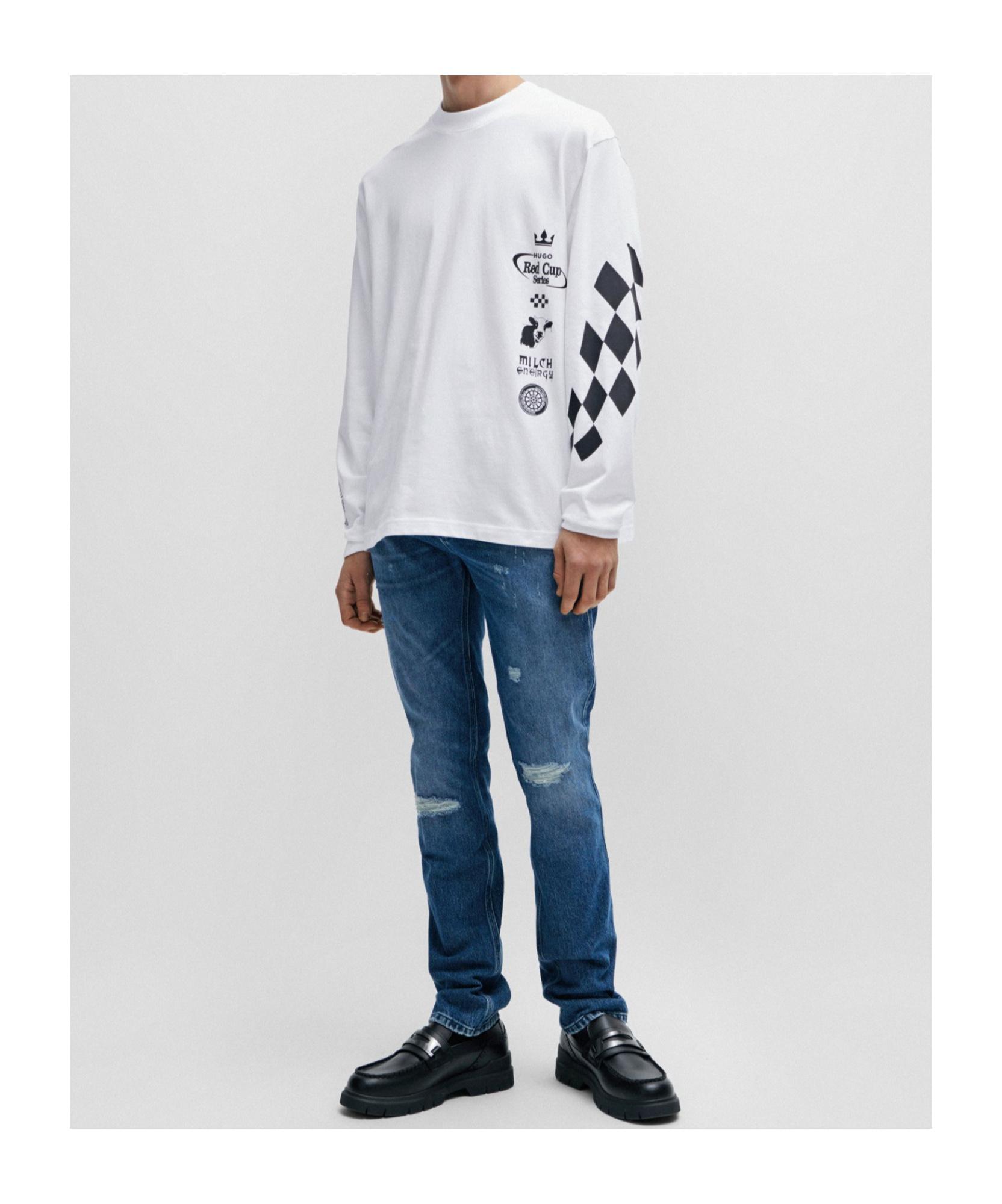 HUGO BOSS Racing Printed T-shirt In White Product Image