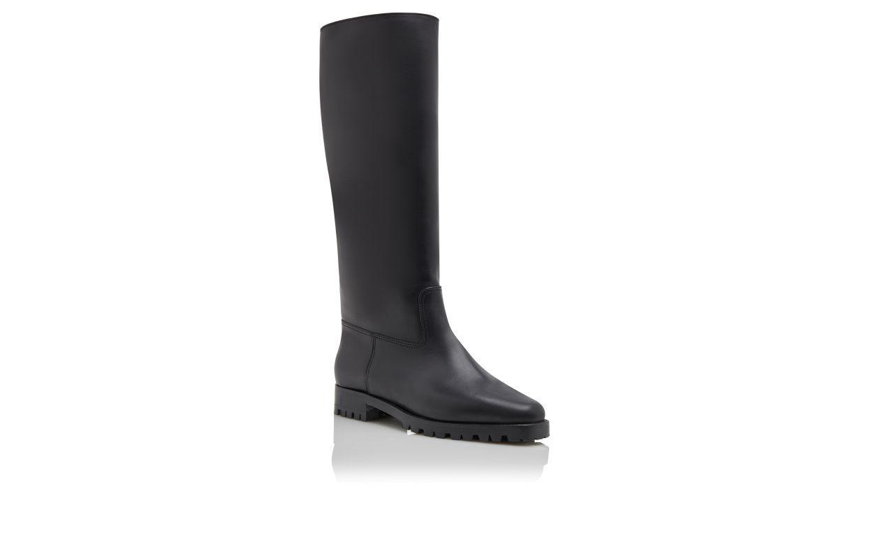 LUCHINO Black Calf Leather Knee High Boots Product Image