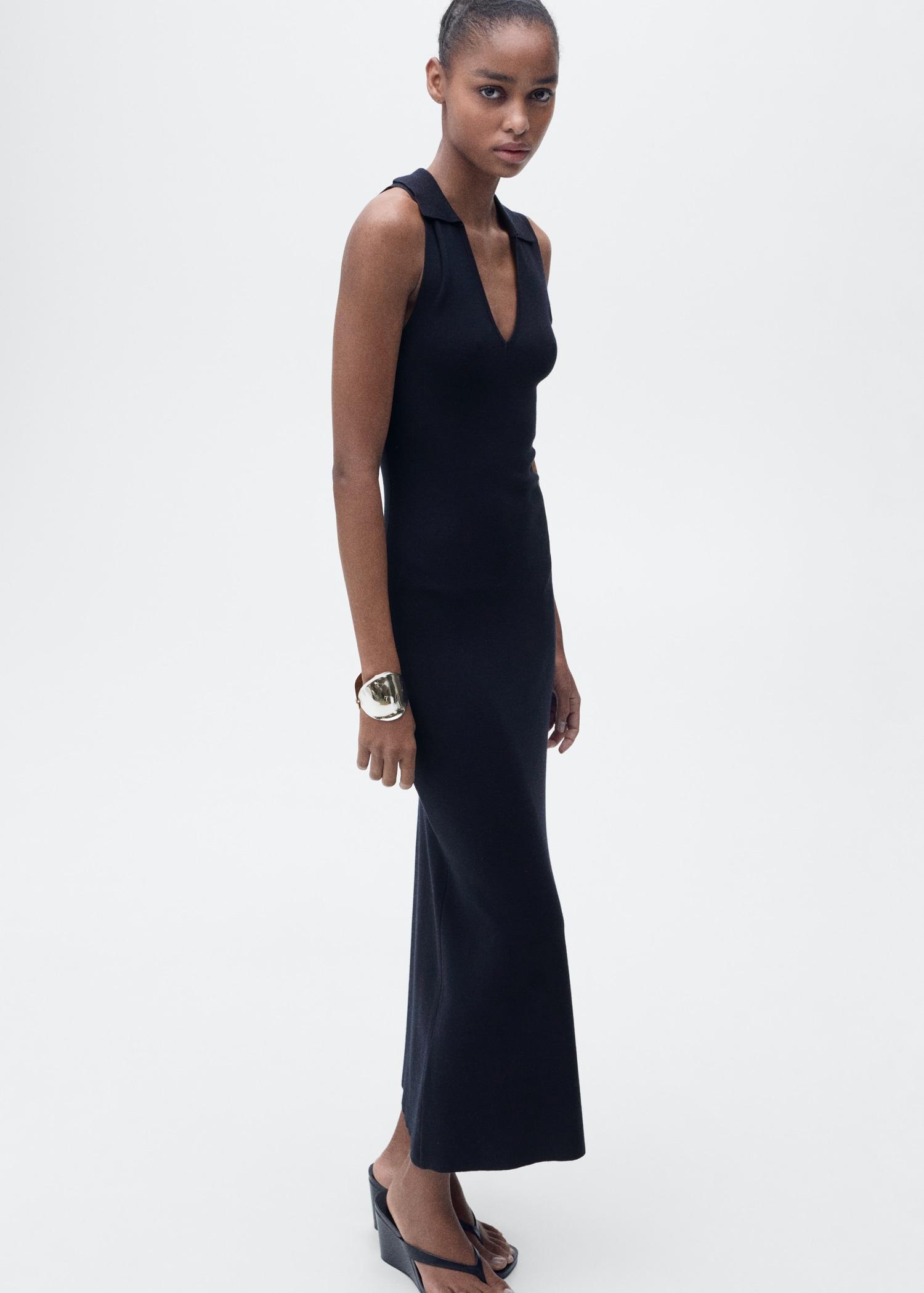 Knitted midi-dress with lapels - Women | MANGO USA Product Image