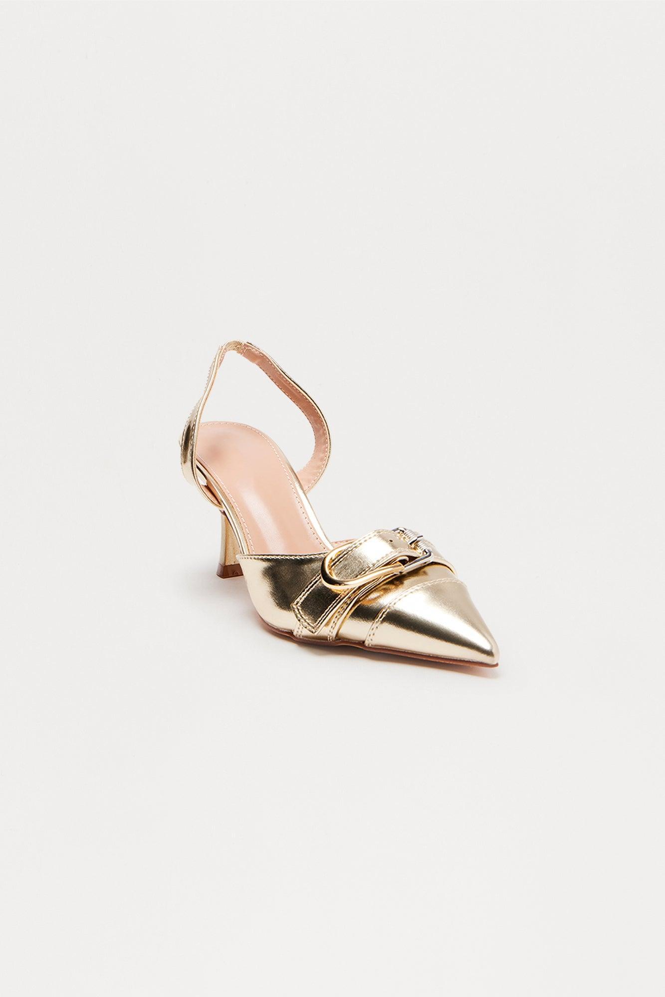 Alexa Buckle Slingback Pumps - Gold Product Image