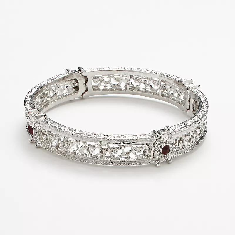 1928 Simulated Crystal Scroll Stretch Bracelet, Womens Purple Product Image
