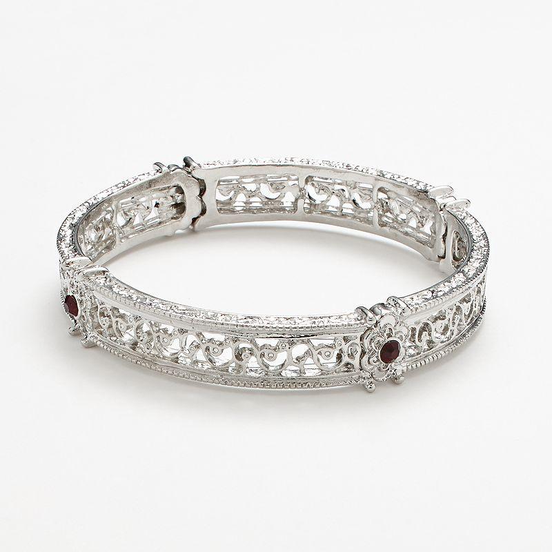 1928 Simulated Crystal Scroll Stretch Bracelet, Womens Purple Product Image
