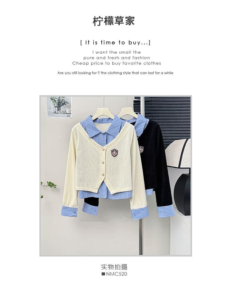Mock Two-Piece Crop Shirt Product Image