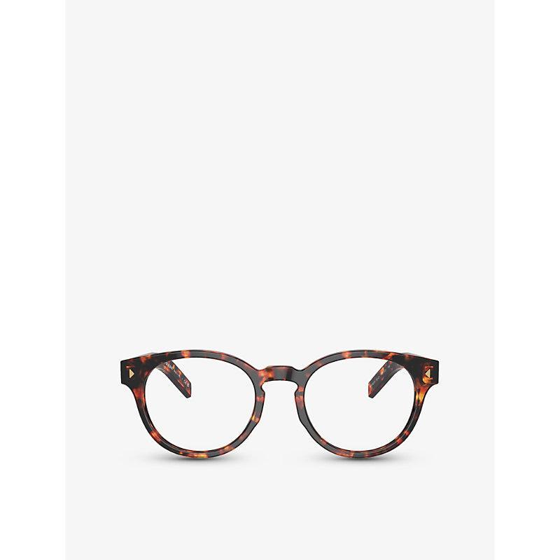 PRADA Womens  Pr A14v Phantos-frame Acetate Optical Glasses In Brown Product Image