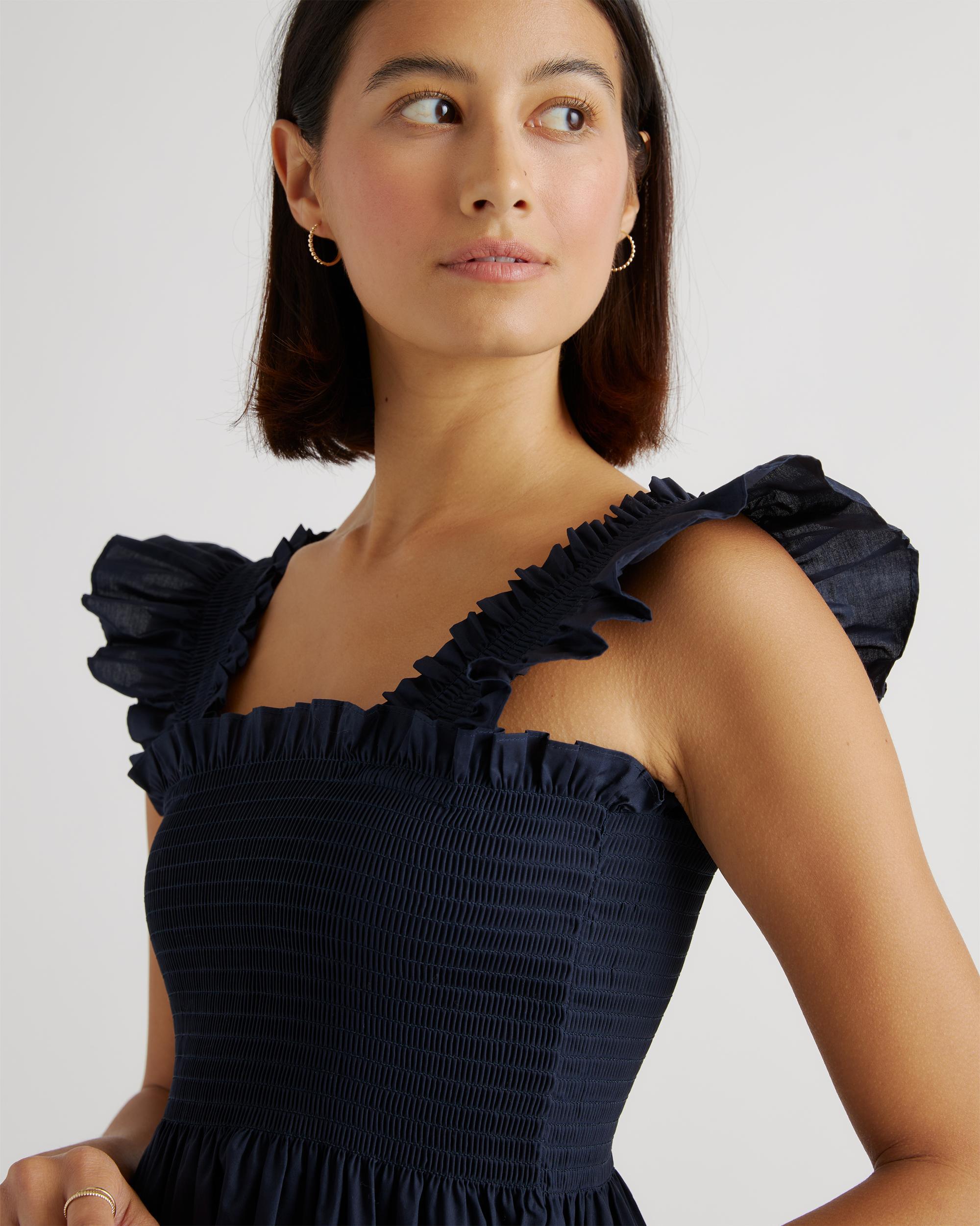 Quince | Women's Smocked Midi Dress Organic Cotton Product Image