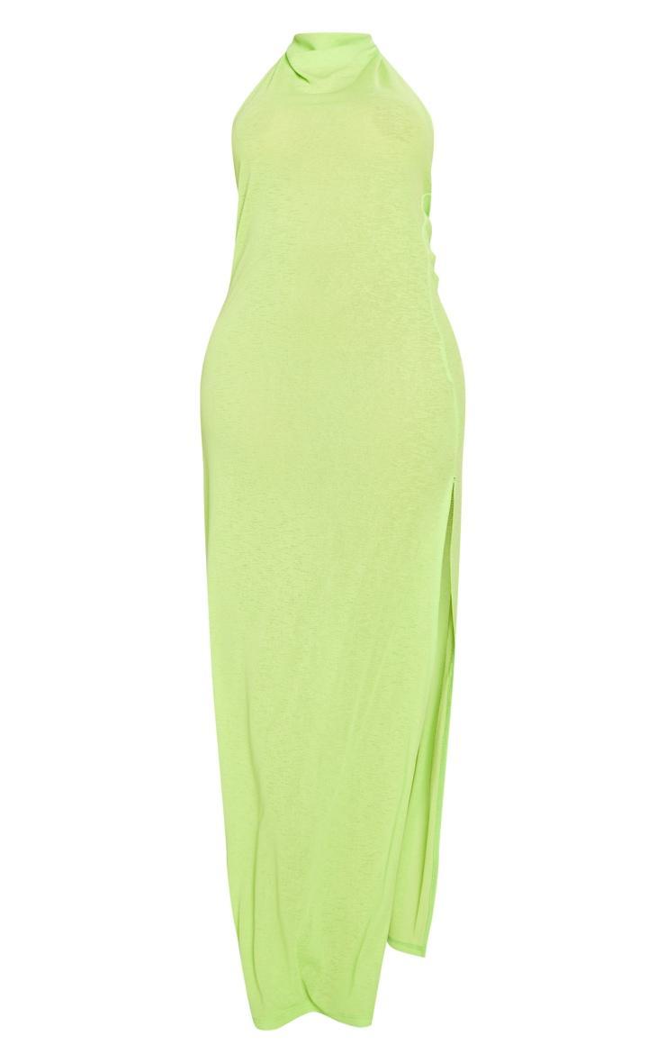 Shape Lime Burnout Mesh Halterneck Cowl Neck Maxi Dress Product Image