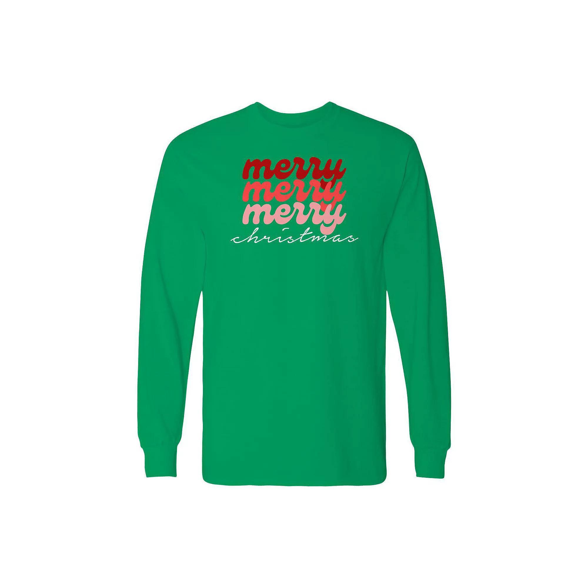 Men's Dinosaur Christmas Long Sleeve Graphic Tee, Size: XL, Red Product Image