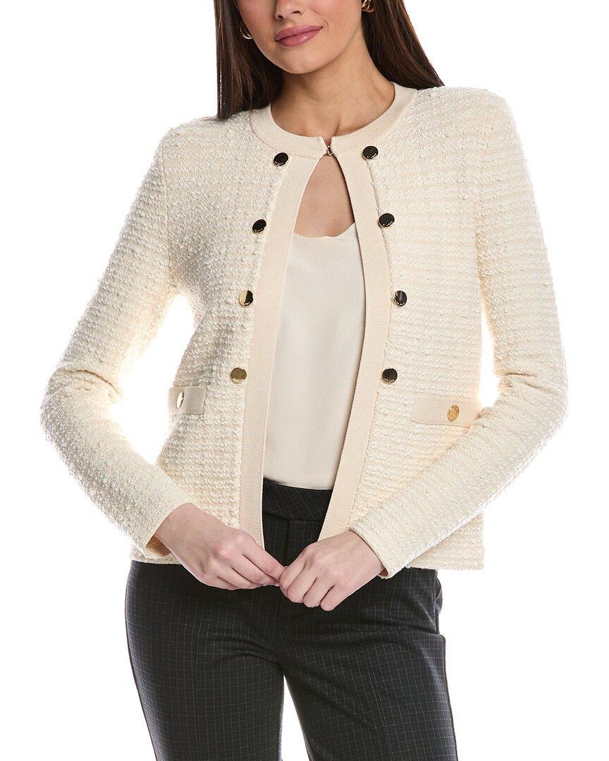 ST JOHN St. John Donna Knit Tweed Wool-blend Jacket In Beige Product Image