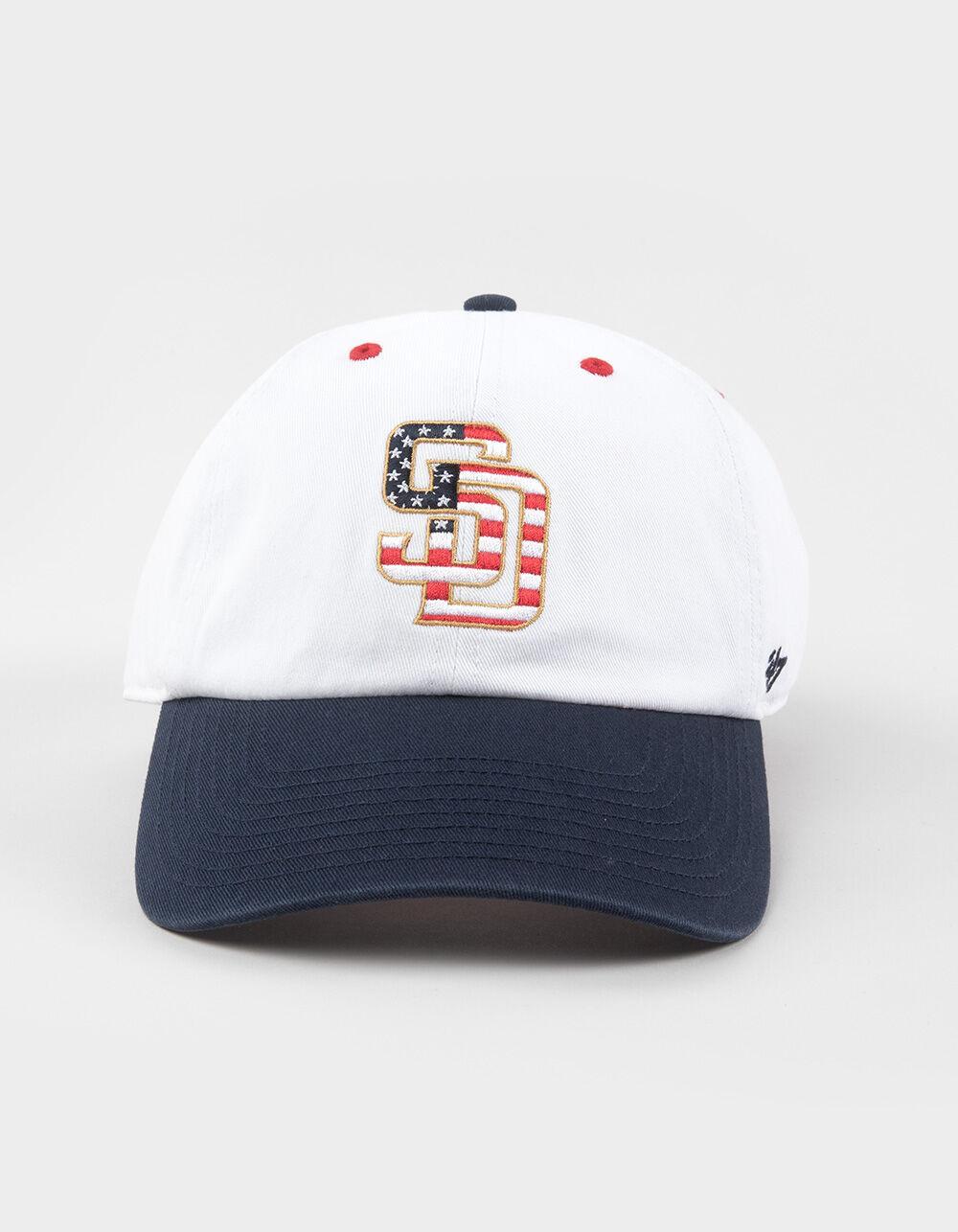 47 BRAND San Diego Padres Patriotic Fill '47 Clean Up Strapback Hat - WHITE COMBO Product Image