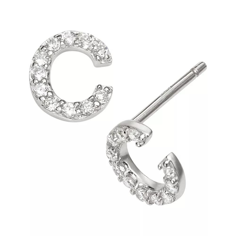Sophie Miller Sterling Silver Cubic Zirconia Initial Stud Earrings, Womens Product Image