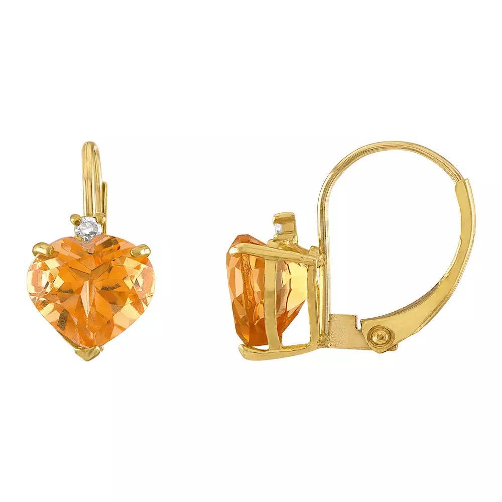 Tiara 10k Gold Citrine & Diamond Accent Leverback Earrings, Women's Product Image