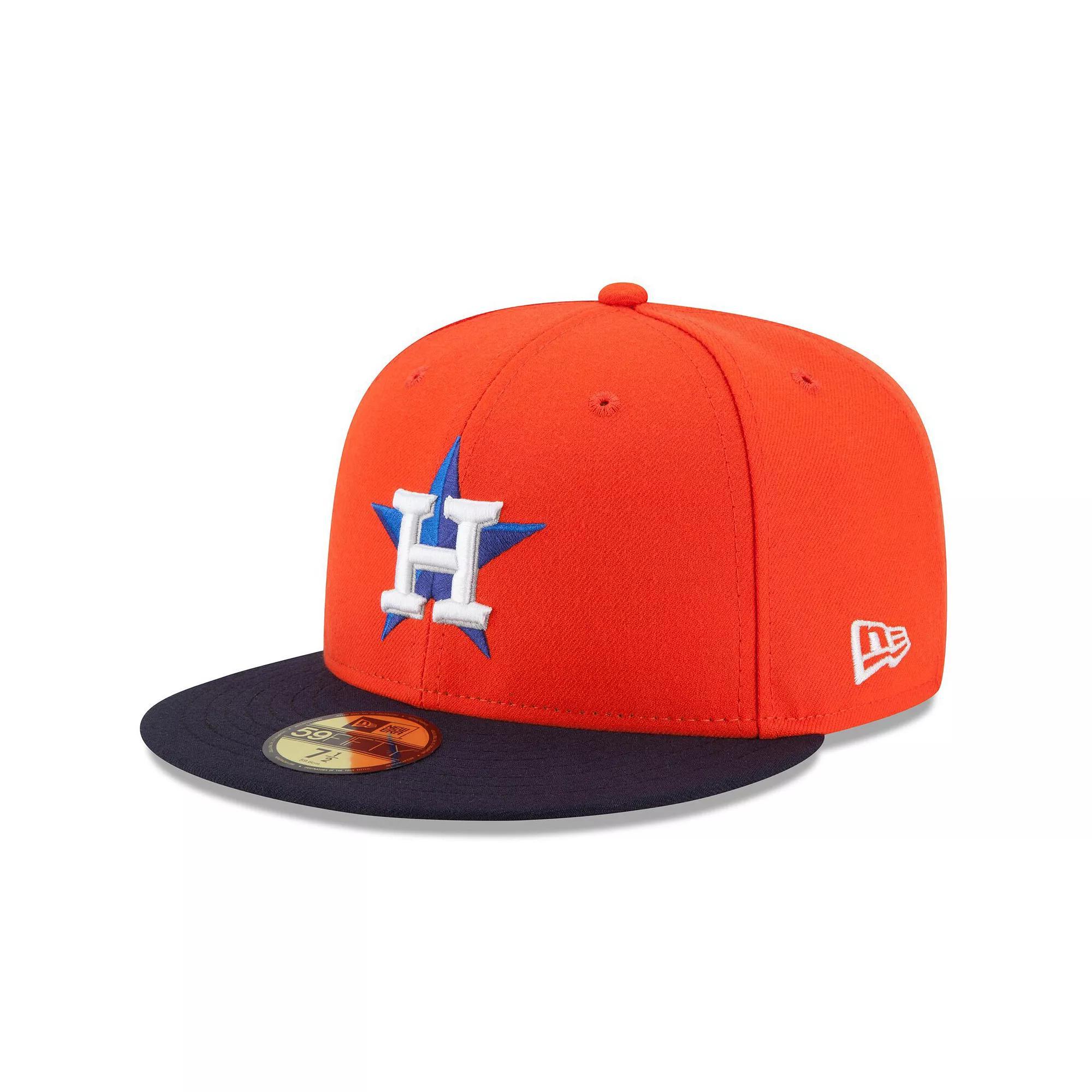 Men's New Era Orange/Navy Houston Astros Alternate Authentic Collection On-Field 59FIFTY Fitted Hat, Size: 7 5/8 Product Image