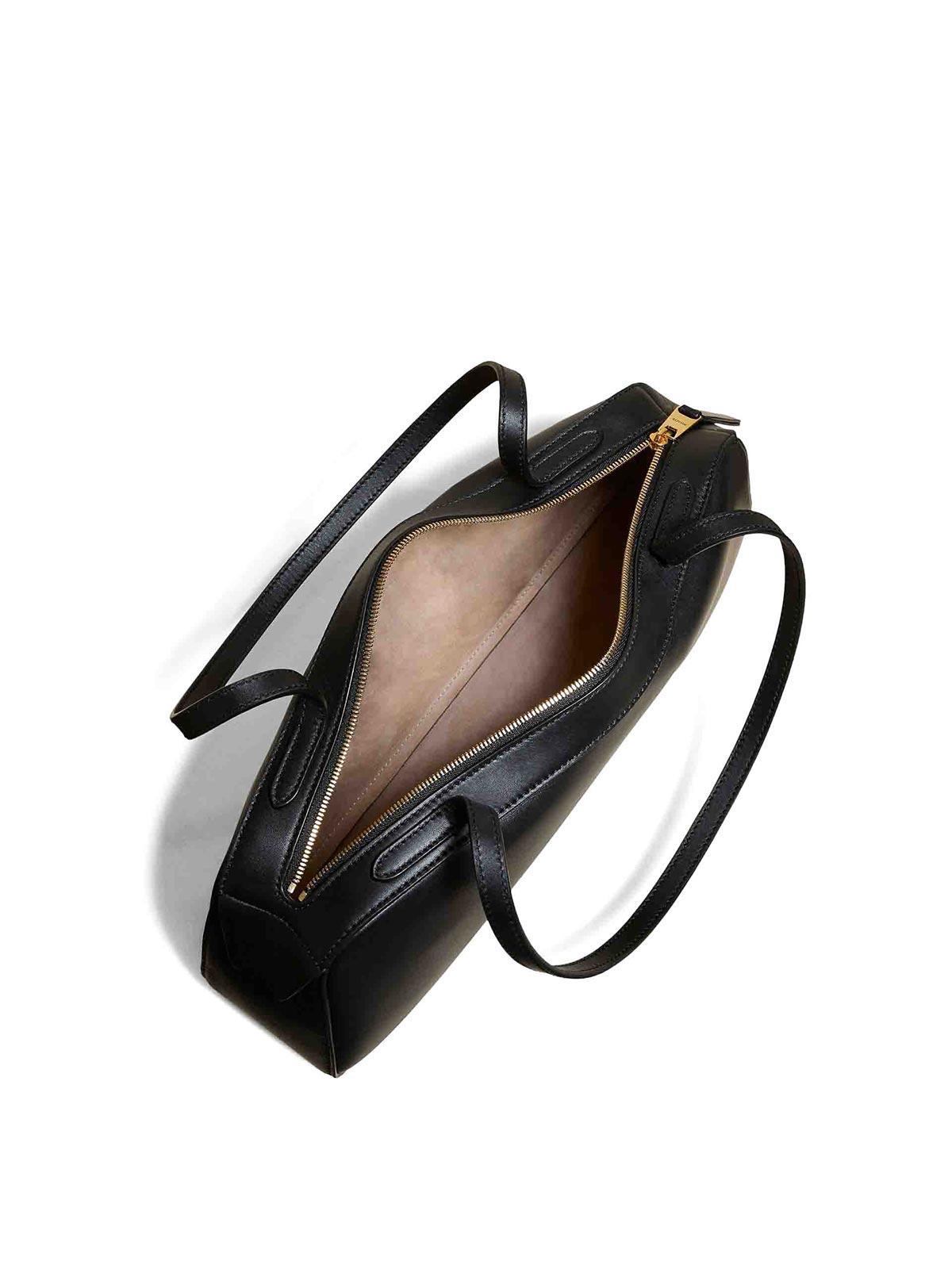 KHAITE Simona Crackle Patent Leather Shoulder Bag In Black Product Image